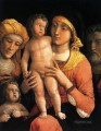La sagrada familia con los santos Isabel y el niño Juan Bautista pintor renacentista Andrea Mantegna
